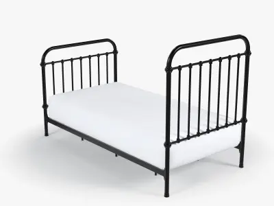 Black Metal Bed 3D model