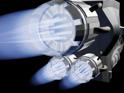 small spaceship with large engines 3D model