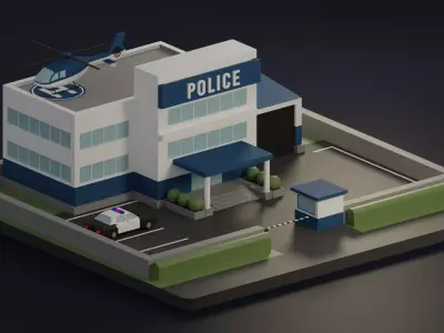 Police station Low-poly 3D model