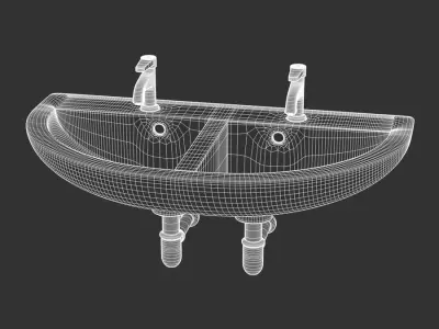  Wall Mounted Double Bathroom Sink Model, White 