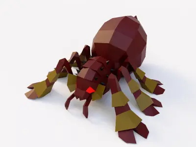 Spider 3d model polygonal with eyes Low-poly 3D model