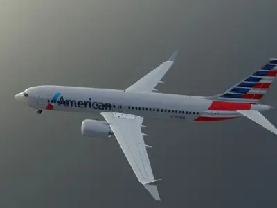 American Airlines Boeing 737 Max 8 3D model with cockpit Low-poly 3D model