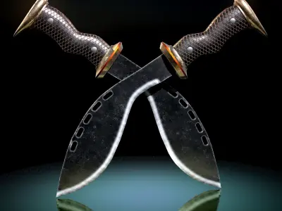 HIE Game Ready Kukri Low-poly 3D model