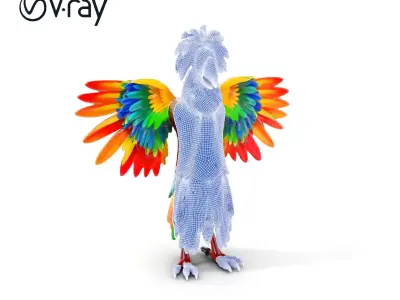 Vibrant Feathered Parrot Character Model with Detailed Textures Low-poly 3D model