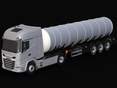 2021 DAF XG 480 Tank Trailer Low-poly 3D model