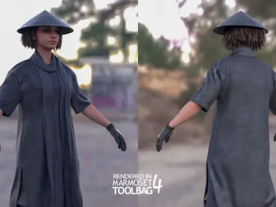 Woman - Warrior Outfit 1 - Modular - Rigged Low-poly 3D model