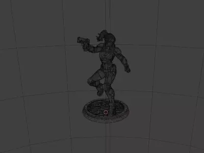 Cyber Tactical Female Warrior Dynamic Pose Action Figure STL 3D print model