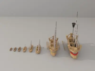 Wooden Sailing Ship With Cannons Upgrade Pack 3D model