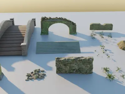 Temple Ruins Asset Pack Free low-poly 3D model