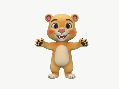 High-Quality Smiling Cartoon Lion 3D model