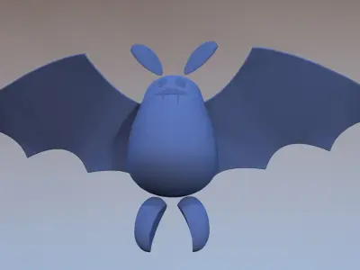 Cute Cartoon Bat Animated 3D model