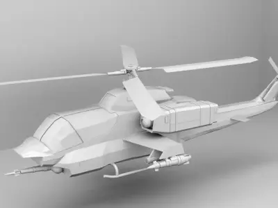 Apache Helicopter Low-poly 3D model
