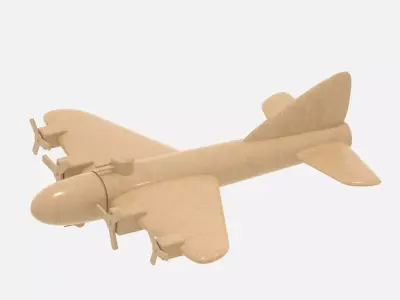 Wooden Bomber Low-poly 3D model