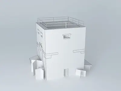Derelict WWII Brick Bunker Low-poly 3D model