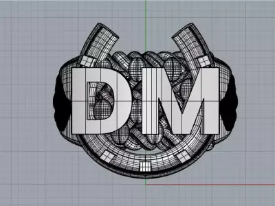 Horse shoe initial ring 3D model