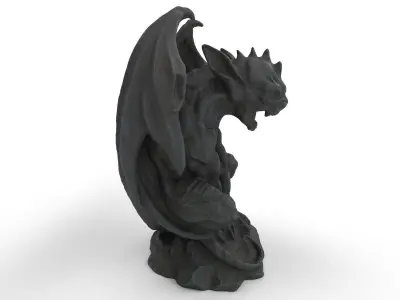 Bat statue Low-poly 3D model