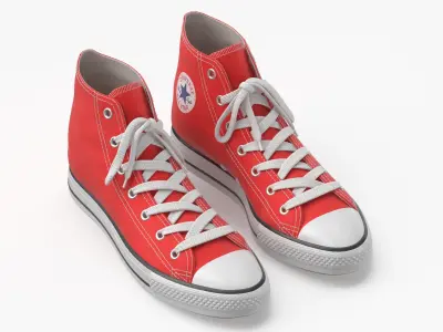 Basketball Leather Shoes Red 3D model