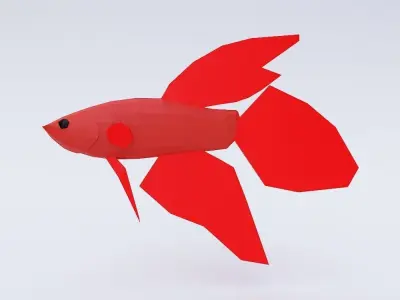 Red betta fish low poly 3d model  Low-poly 3D model