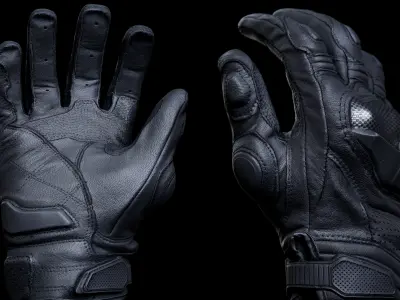 Motor Gloves 001 Low-poly 3D model