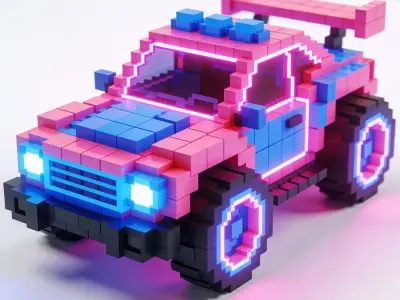Voxel Cyberpunk RC Racer 3D Model Low-poly 3D model