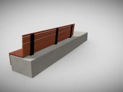 Concrete Bench Low-poly Low-poly 3D model