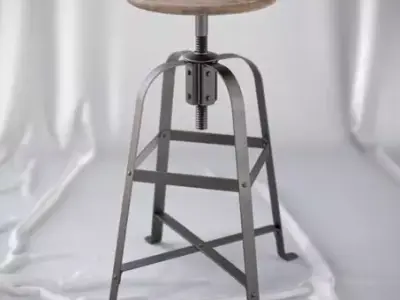 French Vintage Stool Free 3D model