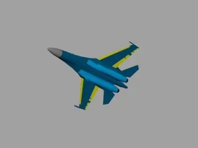 Su-27 ukrainian fighter jet Low-poly 3D model