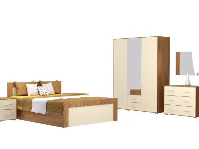 Bedroom furniture set Free low-poly 3D model purchase