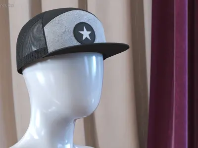 Seven Panel Mesh Back Trucker Cap 3D model