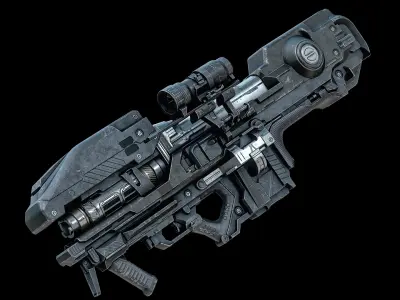 Sci-Fi Heavy Rifle Machine Gun PBR 3D model