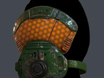 Gas mask helmet 3d model scifi Low-poly Low-poly 3D model