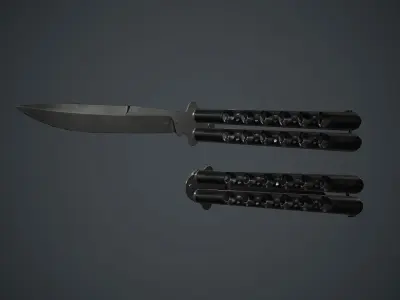 Balisong Knife PBR Game Ready Low-poly 3D model