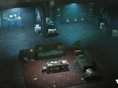 Cold War Underground Bunker Environment Low-poly 3D model