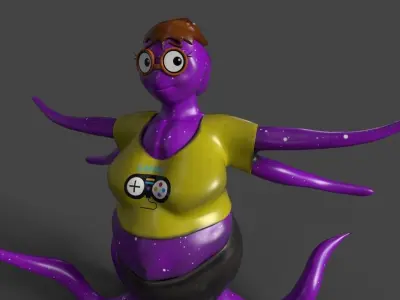 Octopus character Free low-poly 3D model