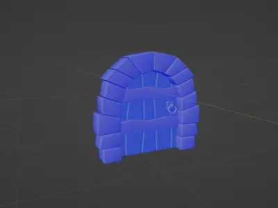 Old door with little polygon Low-poly 3D model