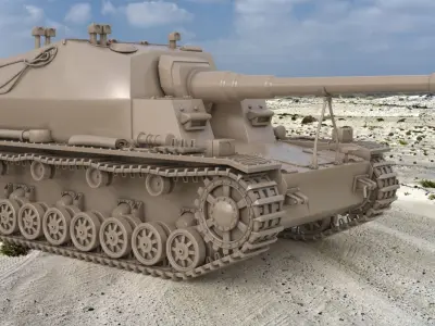 Tank K18 Auf Panzer Clay VRay 3D model