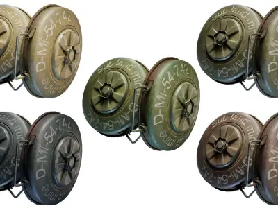 Old anti tank land mine bomb anti-caterpillar-mine da1 Low-poly 3D model