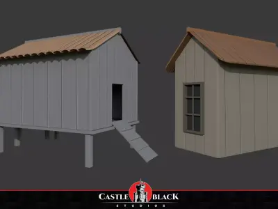  Wooden House Low-poly 3D model
