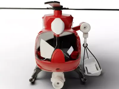 Firefighter Rescue Helicopter - Red Color Helicopter Printable  3D model