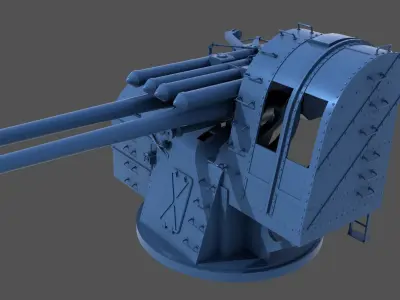 Yamato type 89 AA turret - Commercial license - 1-100 scale 3D print model