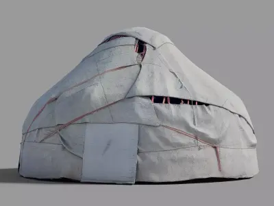 Yurtt yurt made out of cloth Low-poly 3D model