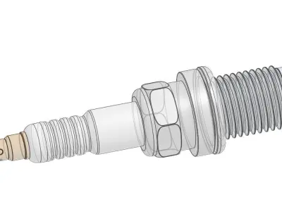 Automobile spark plug - detailed 3D model