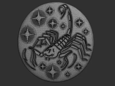 Fantasy zodiac sign scorpio pendant 3D print model Free 3D print model