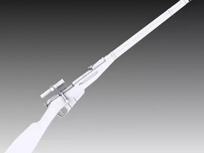 M91 30 Mosin Nagant with PU Scope Low-poly 3D model