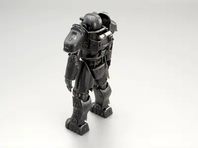 Post Apocalyptic Power Armor Black 3D model purchase