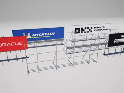 Racetrack Advertising Wall Variations 3D model