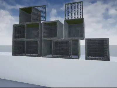 Lowpoly Metal Animal Cages Low-poly 3D model