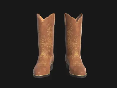 Cowboy boots  Low-poly 3D model