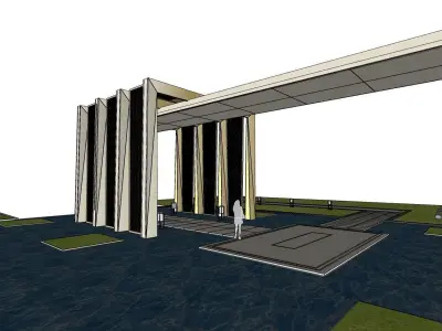 commercial entrance foyer on waterfountain 3D model