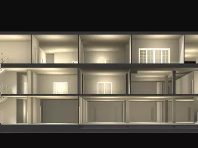 Home office in section cut 25-08 3D model